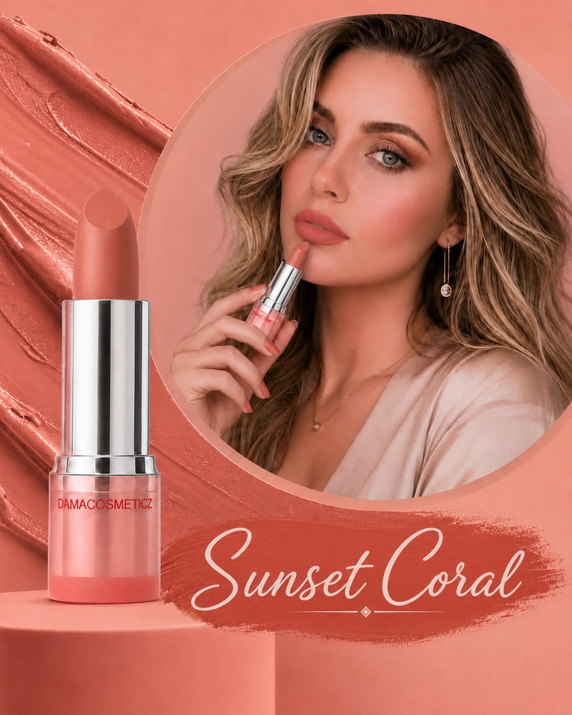 Damatint Lipstick – Sunset Coral - Image 3